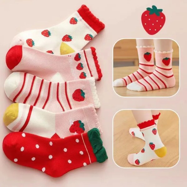 5Pairs Children Socks Autumn and Winter Boys Mid Length Socks Cotton Girls Cartoon Socks Soft and Comfortable Kid Socks