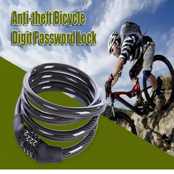 Anti-Theft Bike Lock 4 Digit Code Combination Stainless Steel Cable Bicycle Security Lock Equipment MTB Bike Lock