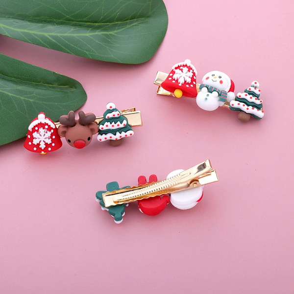 8pcs  Christmas Hair Clips For Women Girls Cute Santa Claus Snowman Elk Hairpins Hairgrips Kids Barrette Hair Accessories New Year