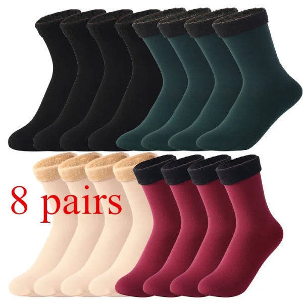 8 Pairs Women Men Winter Socks Warm Thicken Thermal Snow Boots Floor Socks Soft Velvet Wool Cashmere Sock