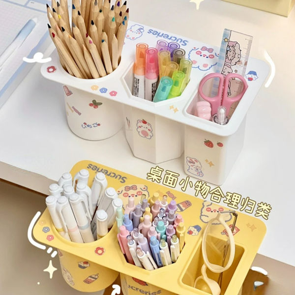 Ins Desk Pen Holder Organizer Free Punch Desktop Cute Storage Rack Desk Stationery Storage Box Tableside Japanese Pencil Box