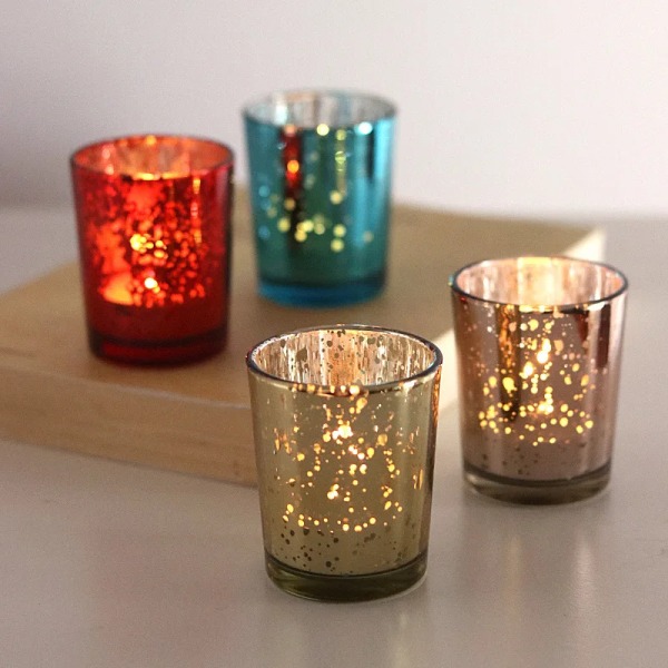 Candle Jar Candle Cup Glass Empty Cup Electroplated Candlestick Candle Holder Household Fragrance Christmas Candle Container