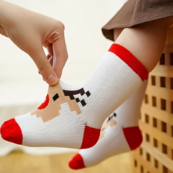 Christmas Children's Socks, Autumn and Winter Thickened Puller Ring Socks, Warm Christmas Cartoon Baby Socks