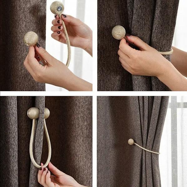 2PCS Magnetic Pearl Ball Curtain Buckles Tiebacks Backs Curtain Holdbacks Buckle Clips Rods Hook Home Decorative Accessories New