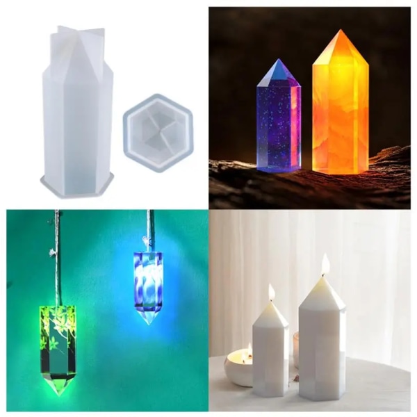 Hexagonal Cone Cylinder Candle Silicone Molds for Diy Handmade Uv Epoxy Crystal Dried Flowers Show Crafts for Resin Mould