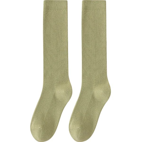 1 Pair Women Combed Cotton Calf Sock Slimming Non-Slip Spring Summer High Quality Girl's Soild Color Stockings School Sock