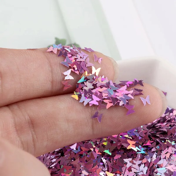 Ultrathin 3mm Butterfly Sequins Laser Glitter Nail Sequin Paillettes Eo-Friendly PET Sequin for Nails Art Wedding Decoration 10g