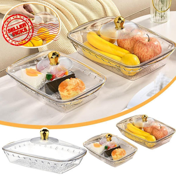 Transparent Fruktskål Med Lock Tårtfat Partybricka Snacks Serveringshållare Displayställ Q9c1 transparentC L