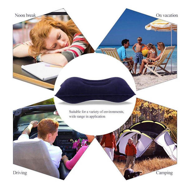 Uppblåsbar PVC och Nylon Kudde Mjuk Blås upp Sov Camping Kudde Ny~ gray One-size