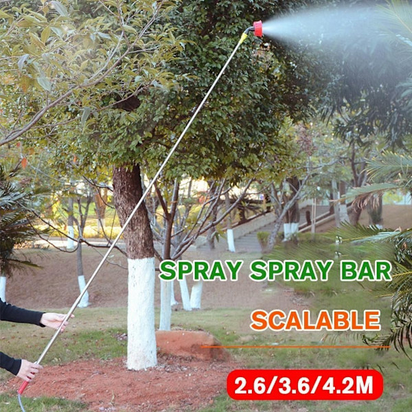 3,6m/4,2m/2,6m Utdragbar Sprutstång Rostfritt Stål Tryck Trädgård Vattenspray Spruta J0H3 whiteC 2.6m
