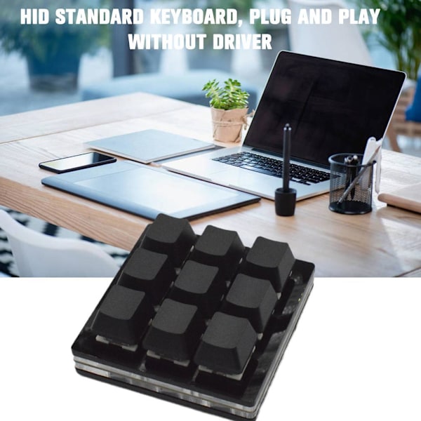 9-knapps Makro Multifunktionell Knappsats Portabelt Mekaniskt Tangentbord För Gaming G0F6 2021 W5P1 S2D3