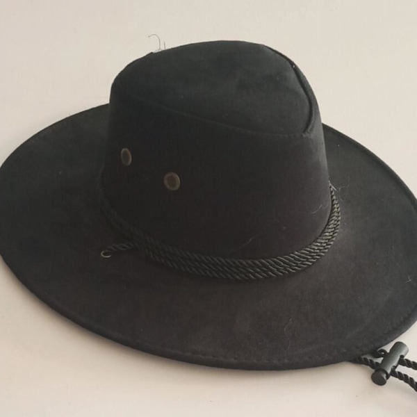 Hatt i hjortskinnssammet för män, stor fjäder, västerländsk repryttarhatt, cowboyhatt, formad hatt coffee 58-60cm
