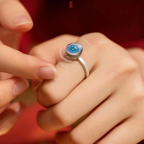 Silver Retro Ring Ångestlindringsring Justerbar Roterande G.V5 Ring Fidget X9S2