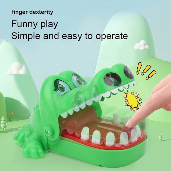 Klassisk Krokodil Bärbar Leksak Mun Tandläkare Bita Finger För Familj Barn FAAU- crocodileB L 15.5cm