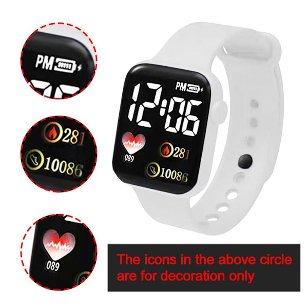 LED Elektronisk Klocka Mode Regnbåge Fyrkantig Silikonklocka Studentarmband Fitness Mode J5O4 Red One size