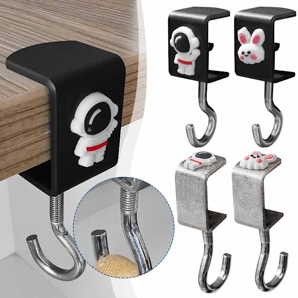 Vikbara Väskkrokar Portabla Metall Handväska Krok Hängare Hållare Plånbok Bordskrokar Väska Y6h4 Black White Rabbit