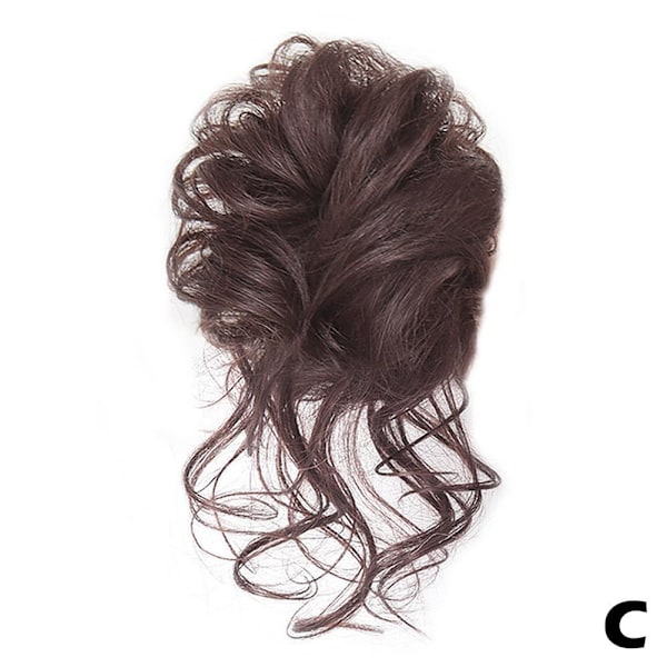 Lockig Messy Bun Hårstycke Scrunchie Upprullad Hårknut Hästsvans-Hårförlängningar Äkta som mänskligt hår black one size