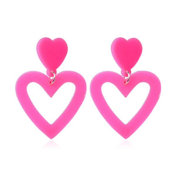 Dubbla hjärtformade örhängen Hjärtformade örhängen kvinnor Pink One size