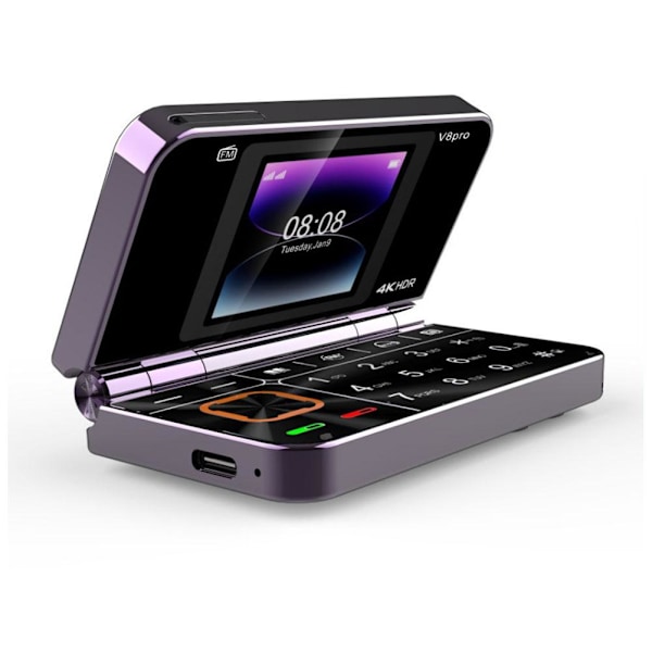 För V8pro Dual Screen Vikbar Flip Funktion Telefon Utländskt Knappspråk C8T4 black 1pcs