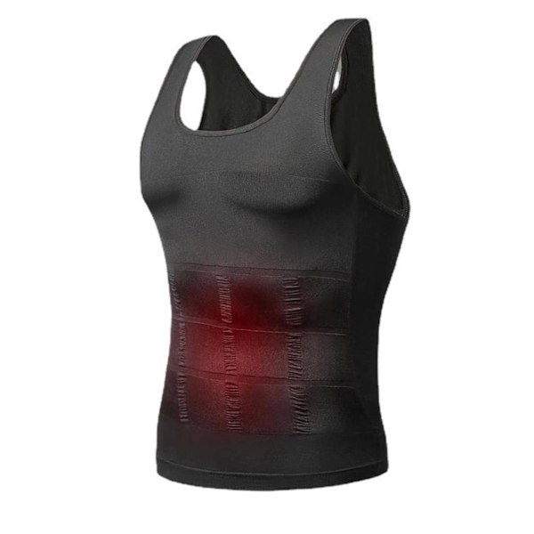 Herr Underkläder Slimmande Kroppsformande Väst Bröstkompressionströja Formare Midja Abs Mage Tank Top Undertröja Magekontroll black M