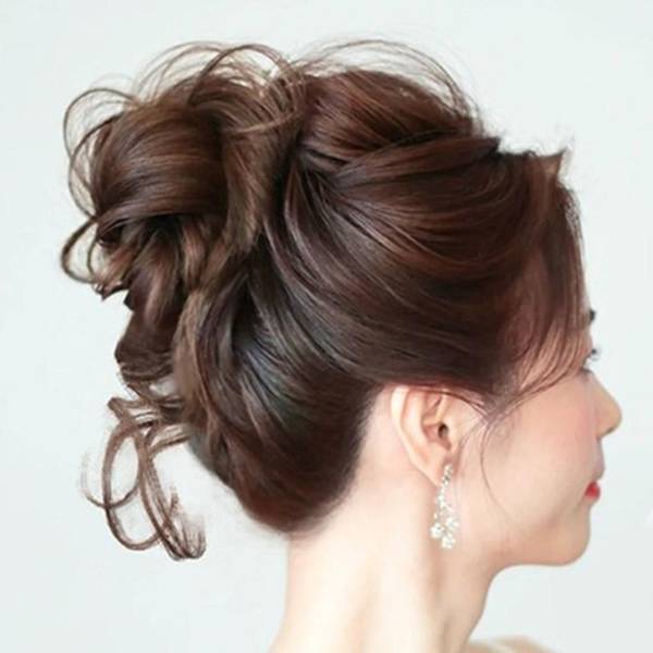 Lockig Messy Bun Hårstycke Scrunchie Upprullad Hårknut Hästsvans-Hårförlängningar Äkta som mänskligt hår black one size