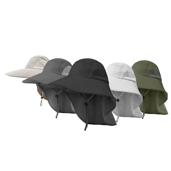 Solhatt för män och kvinnor med nackskydd UPF 50+ UV-skyddande vandrings- och fiskehattar ＋ Khaki onesize