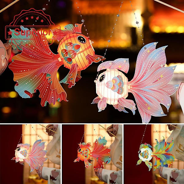 Materialpåse för DIY-lampa till Midhöstfestivalen, gyllene dekorationer kan dekorera fisk L9f5 red 1pcs