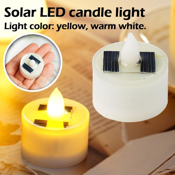 NYA 1/5/10x Solar LED Värmeljus Solcellsljus Trädgård Inom-/Utomhus❃ Warm white One-size 10pcs