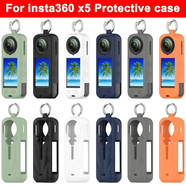 Fullständigt skyddsfodral för Insta 360 X5, mjukt silikonfodral med hängkrok, silikonskydd mot repor kameraskydd Gray 1 pcs