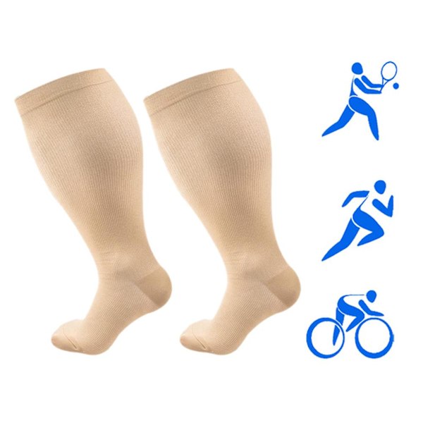 Stora och tjocka strumpor, sportkompressionsstrumpor, tryckstrumpor, färg, fitness, löpning, enfärgad C7g0 complexionL 4XL