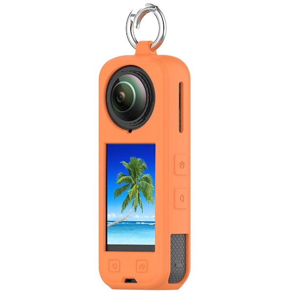 Fullständigt skyddsfodral för Insta 360 X5, mjukt silikonfodral med hängkrok, silikonskydd mot repor kameraskydd Orange 1 pcs