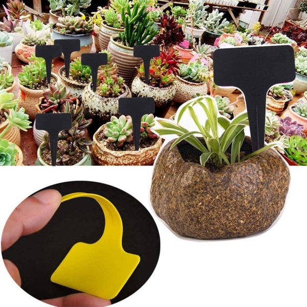 10-100 st Växtetiketter Svart T Typ Markers Plast Trädgårdsetiketter blackA One-size 100pcs