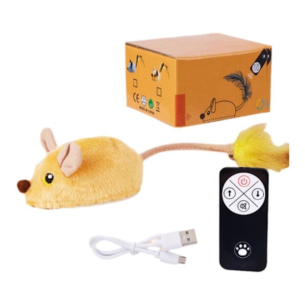 Kattleksak Simulering Elektrisk Mus Intelligent Induktion Fjärrkontroll Trådlös N9W R7S5 Yellow One size