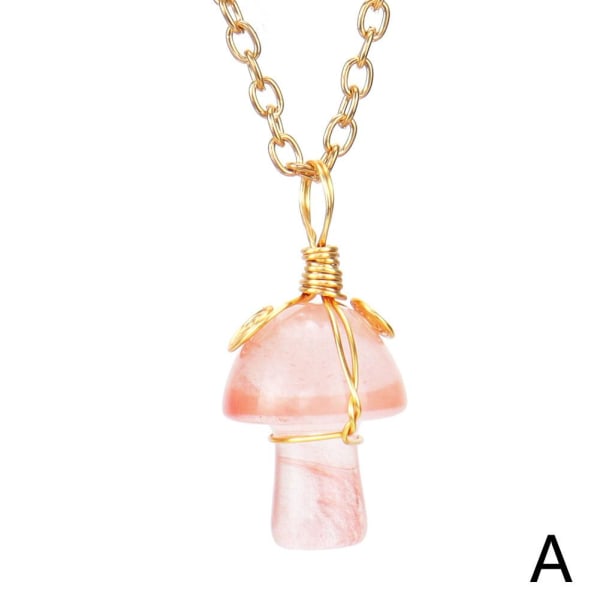 Naturlig Rose Quartz Svamp Kristall Halsband Hänge Ädelsten C Pink Crystal One size