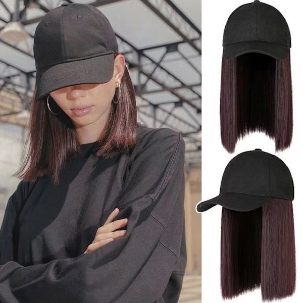 Perukhatt Integrerad Dam Sommar Mode All-Match Lot M6 Konstgjord Peruk K8H5 Dark Brown Black Duck Tongue