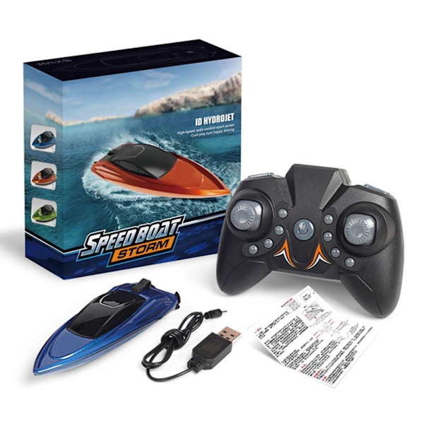 Mini RC-Båtar Höghastighetsracerbåt Dubbla Motorer 2.4G Fartygsfjärrkontroll J0F9 Blue 1pcs