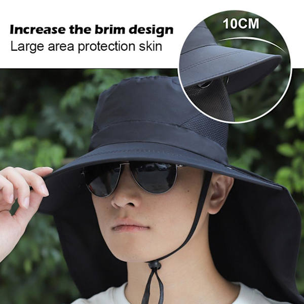 Solhatt för män och kvinnor med nackskydd UPF 50+ UV-skyddande vandrings- och fiskehattar ＋ grey onesize