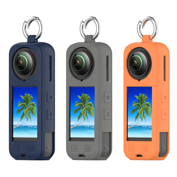 Fullständigt skyddsfodral för Insta 360 X5, mjukt silikonfodral med hängkrok, silikonskydd mot repor kameraskydd Gray 1 pcs