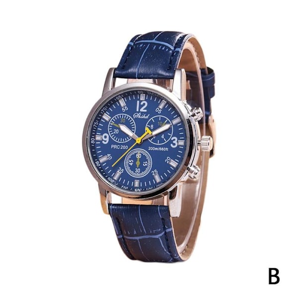 Herr Läder Militär Casual Analog Quartz Armbandsur Ny N6H4 blue One-size