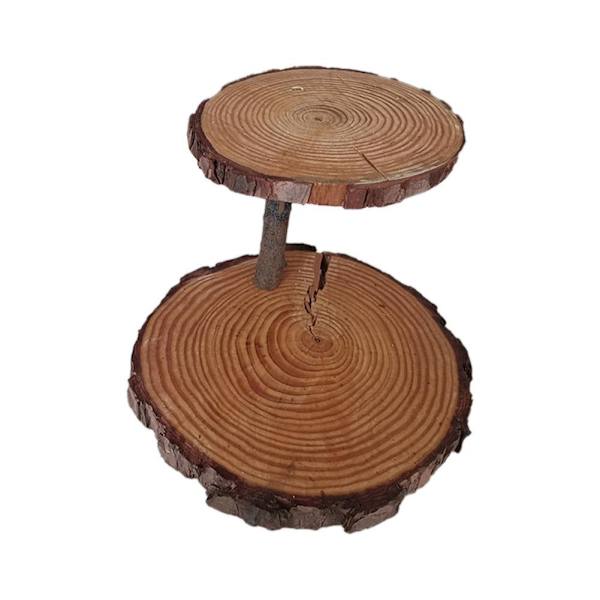 Tvåvånings rustik trä bröllopstårta/muffinsställ mittpunkt Ny M8 3 wooden S