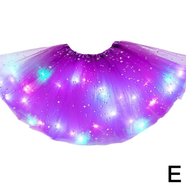 LED-lysande ljus Tutu kjolar älva kostym barn lyser upp kjol purple one size