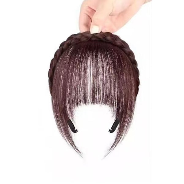 Naturlig Pannlugg Peruk Lugg Fiskbensfläta Hårband Med Polisonger Ljus Hot D1 Natural Black 15cm