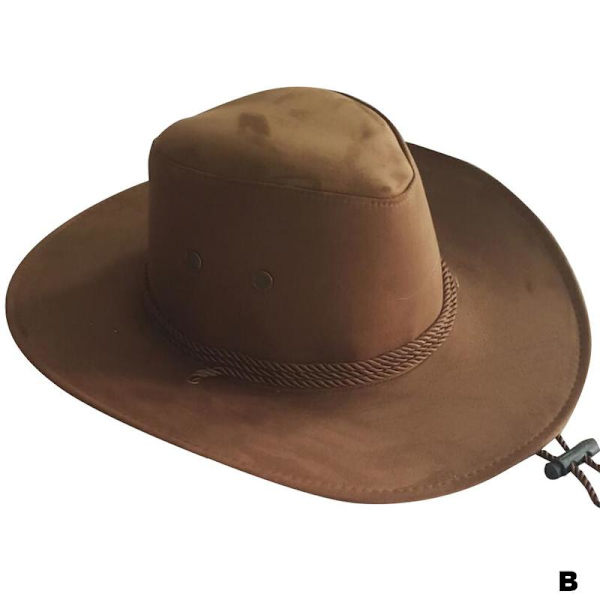 Hatt i hjortskinnssammet för män, stor fjäder, västerländsk repryttarhatt, cowboyhatt, formad hatt brown 58-60cm