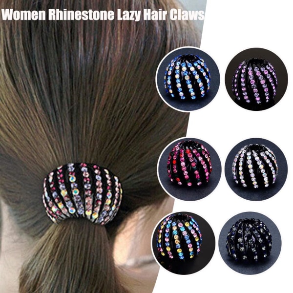 Kvinnor Rhinestone lata hår klor hästsvans spänne Bun Clip Birds Color One-size