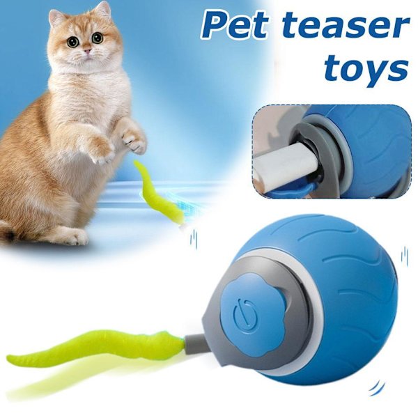 Automatisk Rullande Boll Smart Katt Hund Leksaker Elektrisk Husdjur Självrörande Spel K2K6 Blue 1set