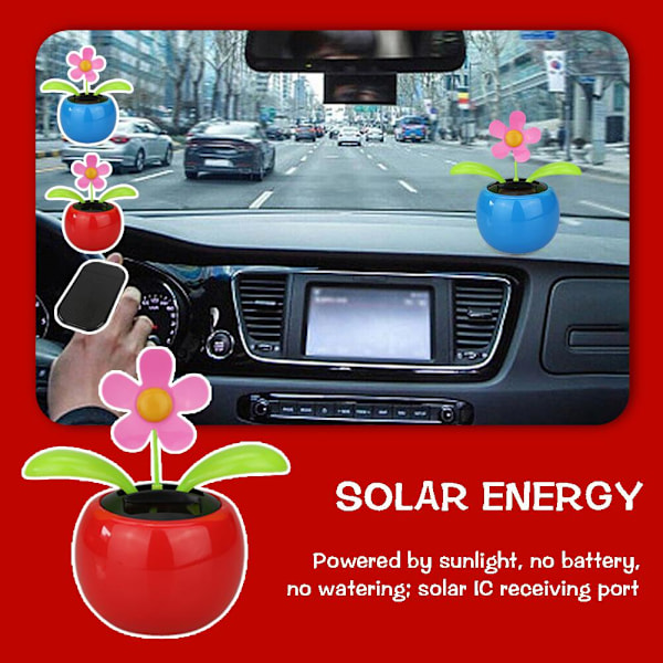 Solcells-dansande solrosleksak för bilinstrumentbräda heminredning red one-size
