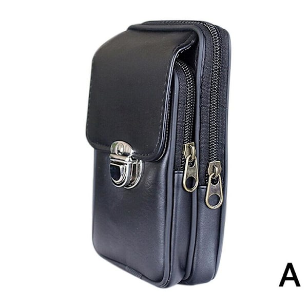 Herr Äkta Läder Clutch Väskor Business Kohud Plånböcker Dragkedja Handväska Skinn Mobilväska Man J8d0 black One-size