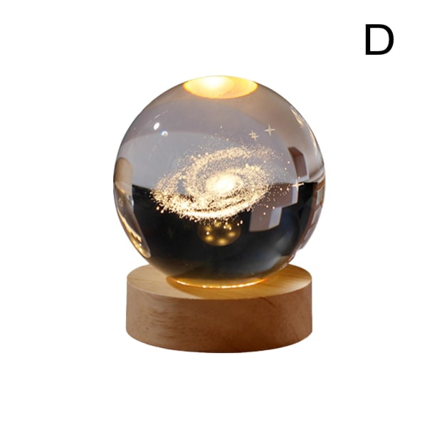 Kristall Bordslampa USB 3D Moon Galaxy Globe Night Light Kids Xma saturn One-size