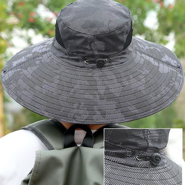 Fiskehatt för män med stor brätte, sommarsolskydd vikbar kamouflage F9 Khaki 1pcs