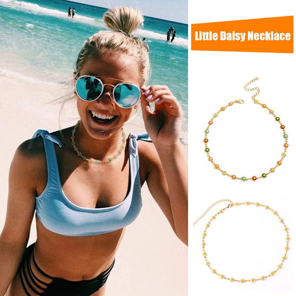 Liten Daisy Blomsterhalsband, Solroshalsband, Färgglada Blommor, V6N3 X7P4 Mixed colors 1pcs